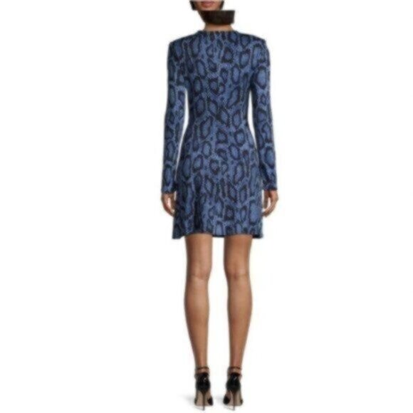 NWT Danielle Bernstein Blue Snakeskin Print Mini Party Dress M - Picture 2 of 10